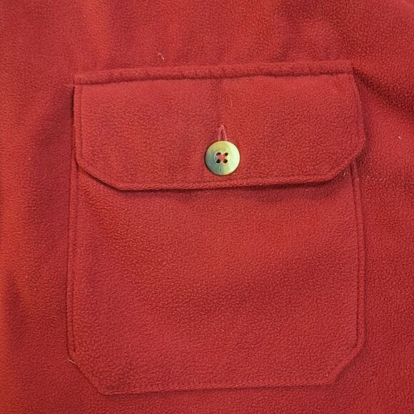 Vintage 80s High Sierra men's red fleece button-up thick flannel, soft size L - Picture 4 of 11